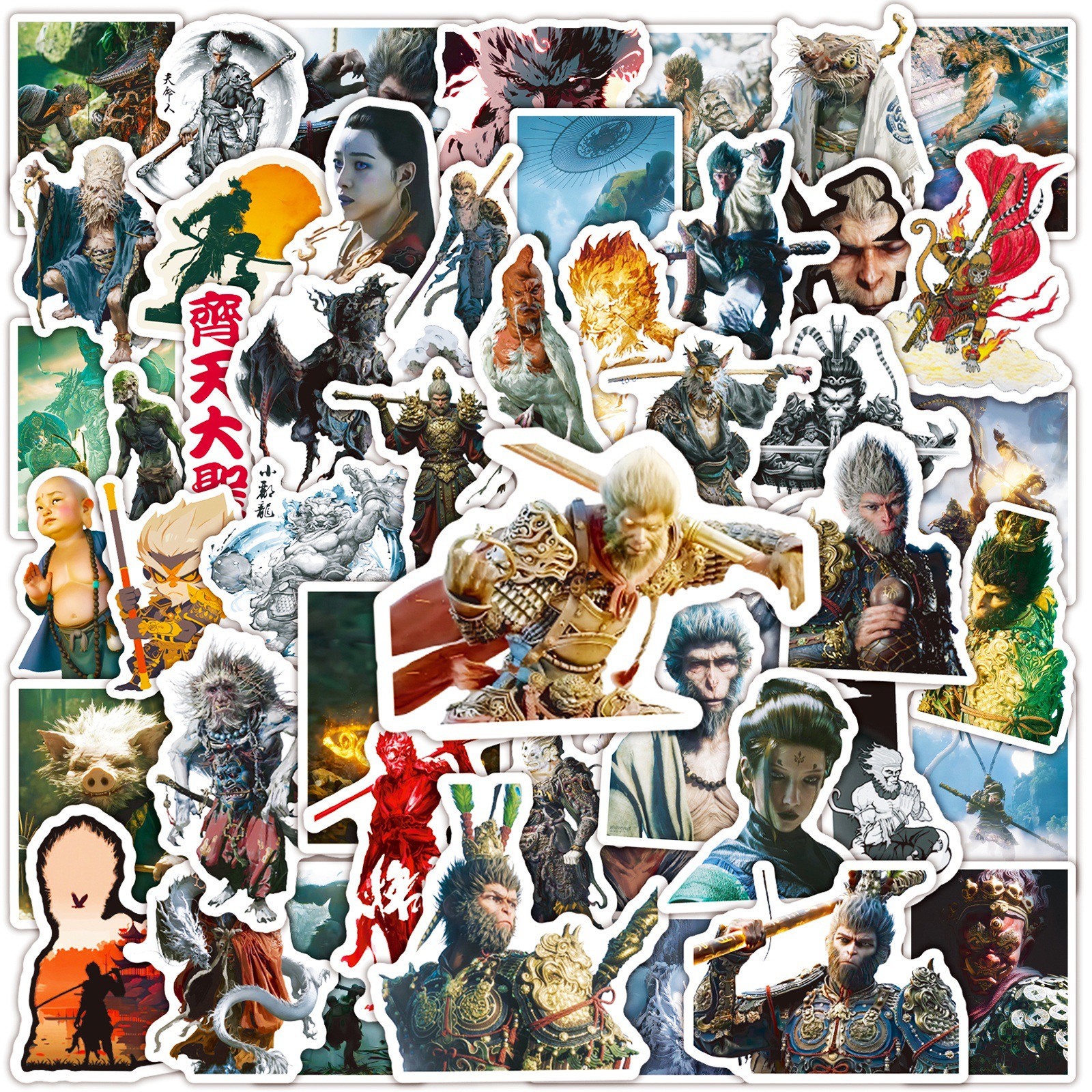 50Pcs Black Myth WuKong Stickers Label For Computer Bottle Skateboard Luggage Laptop Sticker