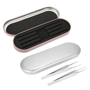 1 Pcs Eyelash Tweezer Storage Case Tinplate Material Easy To Carry Double Protection Different Size Color Box Tools Supplier