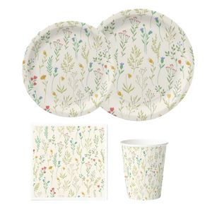 Spring Summer Picnic Disposable Dinner Dessert Plates 7 9 Inches Paper Plates Floral Party Decoration Supplies