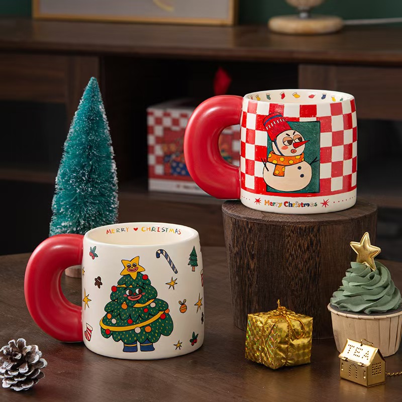 Dehua Chensheng Ceramic Craft Factory Custom logo wholesale French style breakfast dinner Christmas mug ceramic coffee mug for home decor
