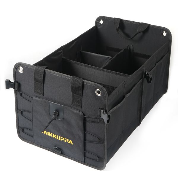 QEEPEI 3 Large Compartments Foldable Waterproof Portable Car Storage Box Collapsible Cargo Organizer For Suv