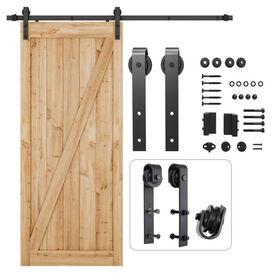 Heavy Duty Industrial Interior Metal Iron Steel Double Steel Roller Guide Sliding System Wood Barn Door Hardware Kit Set