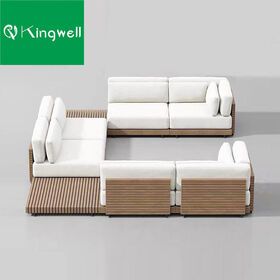 All weather High End Patio Sectional Seat Cushions garden Sofa set solid teak wood outdoor furniture
