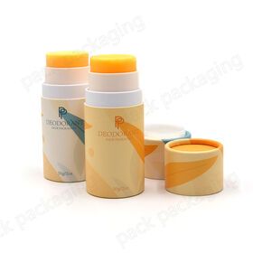 Recyclable Plastic Paperboard Roll on Lip Balm / 50g Stick Deodorant Container Round Shape Twist up 2oz Deodorant Packaging Tube