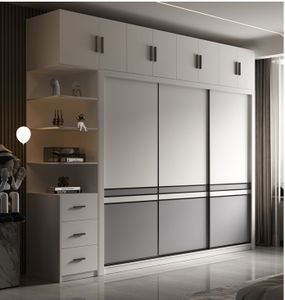 Multi-Purpose Home Hotel Bedroom Furniture Melamine Closet Sliding Door Wardrobe Wooden Storage Wardrobe