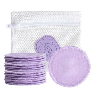 Natural Organic Cotton Facial Cleaning Makeup Round Pads Reusable Overlock Cosmetics Make Up Remover Pad Set with Mesh Bag