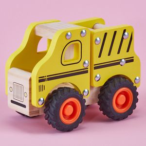 Children wooden toy tip lorry engineering vehicle solid wood toy pretend house play toy gift boy educational imitate Inertia car