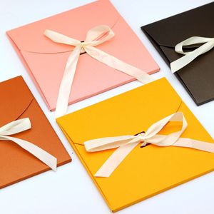 Custom Color Paper Envelope Ribbon Box for Silk Scarf Paper Packaging Envelope Box