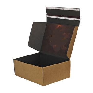 OEM corrugated paper gift clothing mailer zipper shipping boxes self adhesive mailing box with seal tear strip