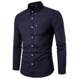 Men's Slim Shirt Long Sleeve Oxford Large Size Casual Summer Button Up Shirt For Men Formal Work Shirts