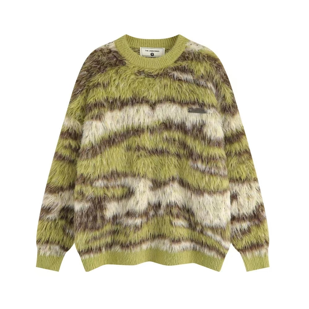Soft waxy comfortable fluffy loose sweater Winter lazy droopy like mink round neck sweater unisex