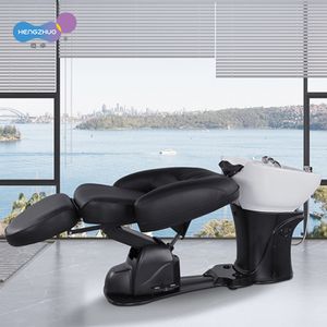 Electric 2 in 1 Shampoo Bed 1 Motor Height Adjustable Barber Shop Furniture Set Facial Treatment Hair Washing Chair for Salon