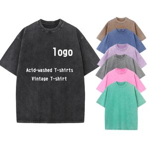 Unisex Heavy Weight Acid Wash Loose T-shirt Custom Graphic Tees Women High Quality T Shirt Men's Oversize T-shirt