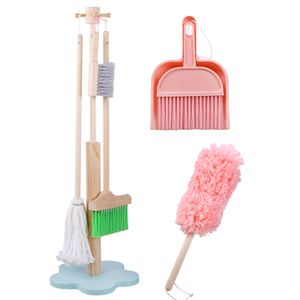 Children kids Wooden Pretend Play Toys Cleaning Toy Set for Toddler Role Play juguetes roles casa