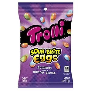 Trolli Sour Brite Eggs Gummy Candy 4 Ounce Bulk Bag Variety Including Chocolate Sweet Fruit Coffee Mint Fruity Cartoon Ball