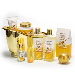 Women's Shower Gift Basket Set Fragrant Honey Containing Large Explosive Bath Salt Bath Gel Body Moisturizing Gel Bubble Bath, e