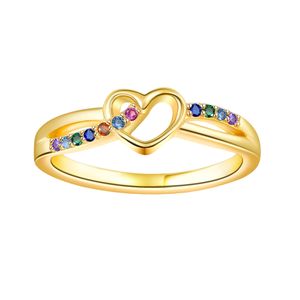 CC Jewelry New 6 7 8 9-inch Romantic Love Ring 18K Gold Plated Stone Couple Rings Women's Fashion Zircon Heart Wedding Ring