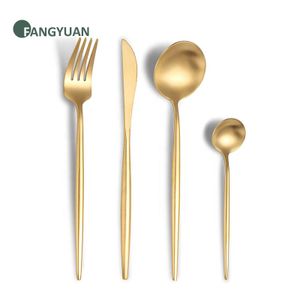 FANGYUAN manufacturer Portuguese food grade reusable metal kitchen silverware gold plated wedding cutleries dining set