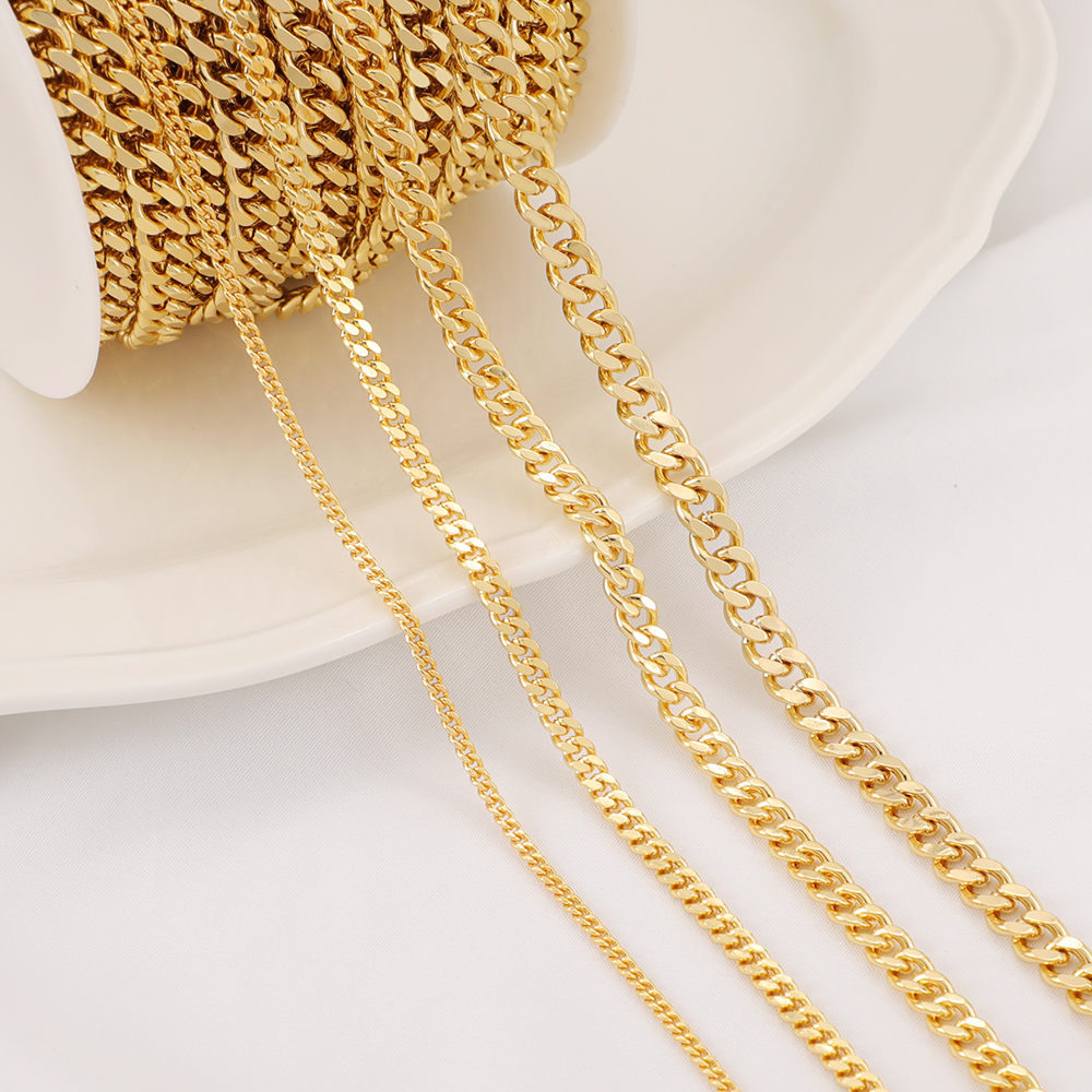 18k gold plated Hip-hop Brass chains For Men Factory customization 50Yards/roll