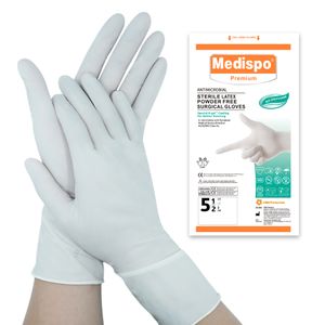Medispo direct supply white medical latex non powder surgical anti-virus hand gloves