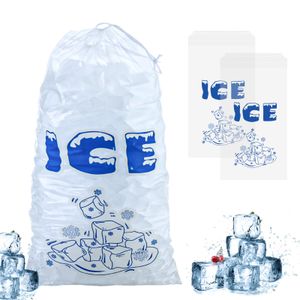 Custom Printed Ice Pop Packaging Bags Drawstring Plastic Bag Kitchen Freezer Refrigerator 10kg Ice Cube