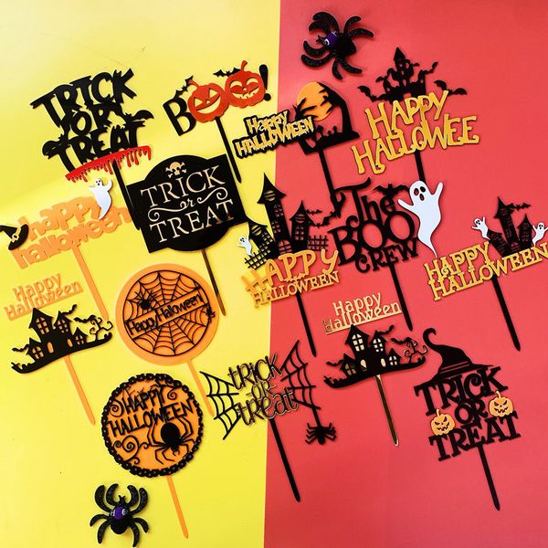 Happy Halloween Acrylic Cake Toppers Factory Supplied Party Supplies for Halloween  Cake Decorations