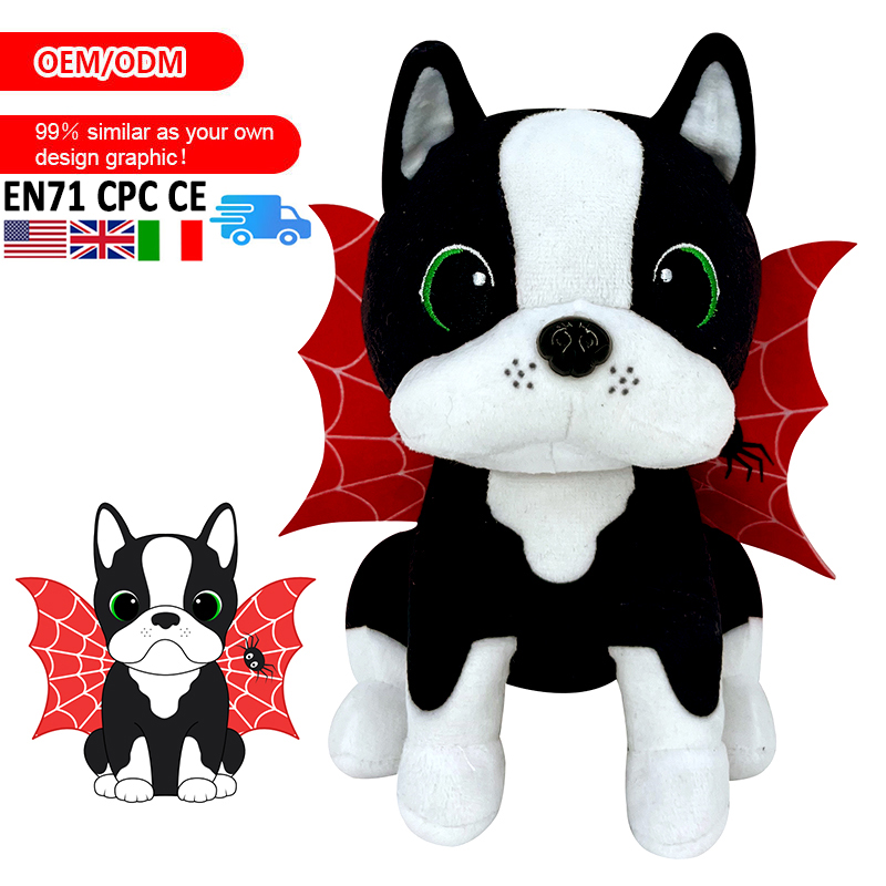 Customizable Realistic Puppy Halloween Decoration Gift ODM OEM Boston Terrier Mascot Plushies Stuffed Dog Animal Plush Toy