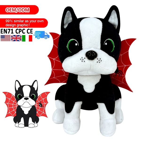 Customizable Realistic Puppy Halloween Decoration Gift ODM OEM Boston Terrier Mascot Plushies Stuffed Dog Animal Plush Toy