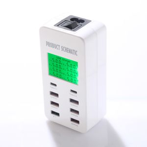 Universal LED Display Fast Charger 6 USB+2 type-c Portable USB Charger