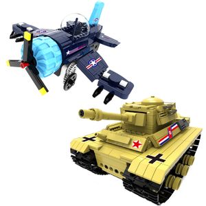 Remote Control Building Block Toy Retro Aircraft Tank Power Plant Children's Puzzle Assemble Toy Set Educational