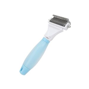 Custom Logo Silicone Handle Double Sided Cat Hair Rake Comb Dog Pet Grooming Dematting Comb