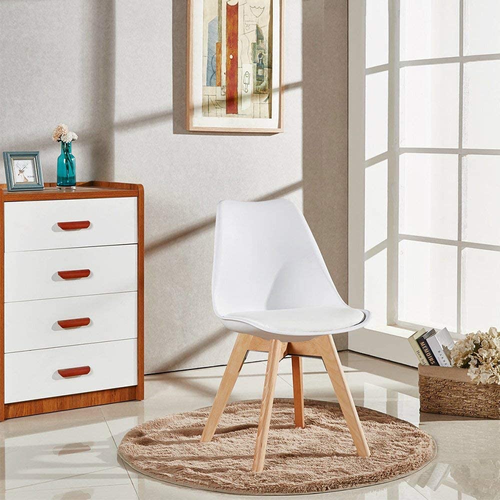 Shenzhen Formwell Household Products Co., Ltd. Formwell-Nordic Style Chairs Set, Upholstered Side Chairs, Beech Wood Legs, Plastic Shell Chair for Dinning Room,