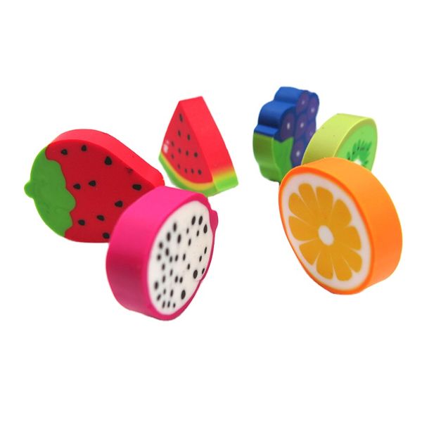 Colorful Custom Nice Eraser Fruit Watermelon/Grape/ Strawberry/ Dragon fruit/ Orange Shaped Eraser For HB Pencil School Supplies
