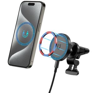 Magnetic Wireless Car Charger Aluminiium alloy Strong N52 Magnetic 15W Fast Charging Car Charger Phone Holder
