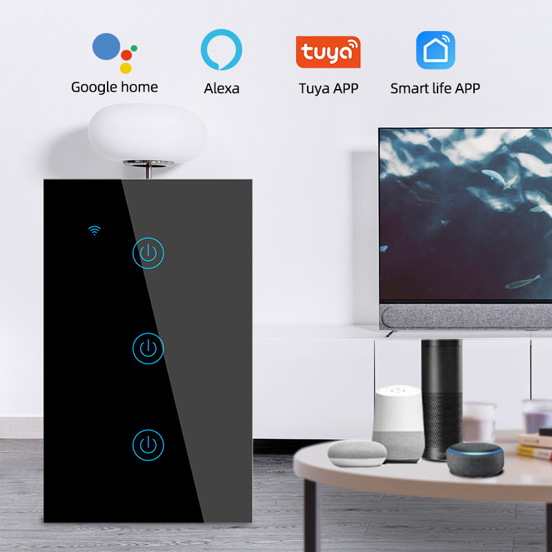 XUGUANG Best price Neutral Live Glass Wall US 1 2 3 4 Gang Touch light 2 Way WIFI Tuya Smart Switch For Alexa Google Smart Home