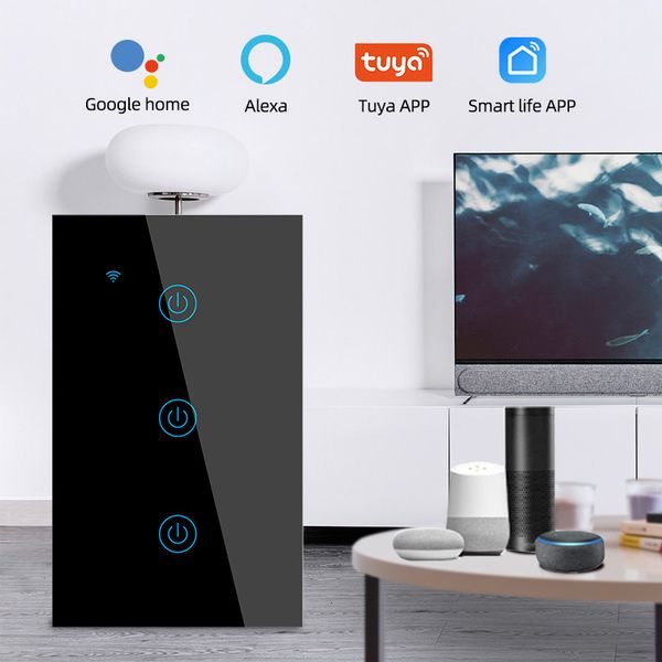 XUGUANG Best price Neutral Live Glass Wall US 1 2 3 4 Gang Touch light 2 Way WIFI Tuya Smart Switch For Alexa Google Smart Home