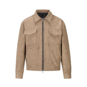 hot sale customized fake suede jacket with thick zipper and big pockets is a hot seller of cargo trucker coats