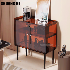 Modern Simple Kitchen Sideboard Cabinet Living Room 2Tier Clear Storage Cabinet Acrylic Corner Cabinet