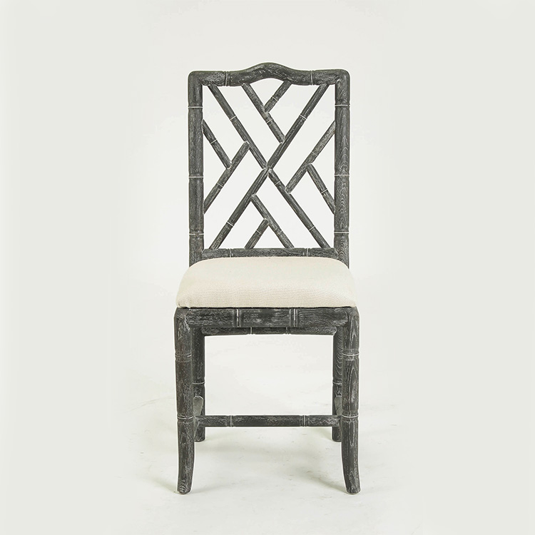 Hand carved antique style bamboo chair classical design armless dining chair/Resturant use wooden chair(CH-1002-oak)