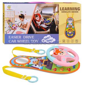Kids Cartoon steering wheel hanging cloth frog car Set baby driving toy Electric steering wheel toy