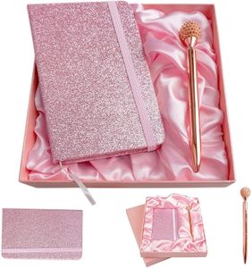 Custom Kawaii Stationery Hardcover Notebook Promotional Gift Pink Glitter Pen Cute Notebook Set