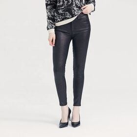 GDTEX women's jeans black skinny jeans custom women designer jeans pants PU leather pants women