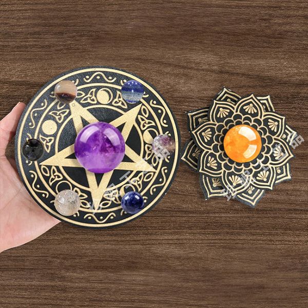 New Small Crystal Ball Wooden Display Stand Base Bracket Tarot Desktop Altar Decoration wood pendulum plate Crafts