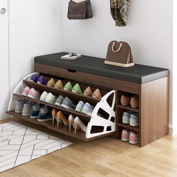 Living Room Furniture Modern Shoe Rack Wood Shoe Cabinet with Melamine Particleboard for Home Furniture Shoe Storage China