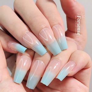24 pcs ombre press on nails art wholesale short coffin shape false nail tips cheap artifical fake nails manufacturer in china