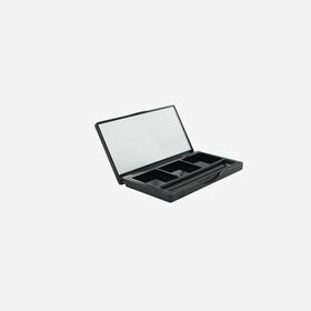 WS Harderson 3C rectangle gloss black plastic cosmetic packaging in mini size with mirror & blush slot/pan for eye shadow palette