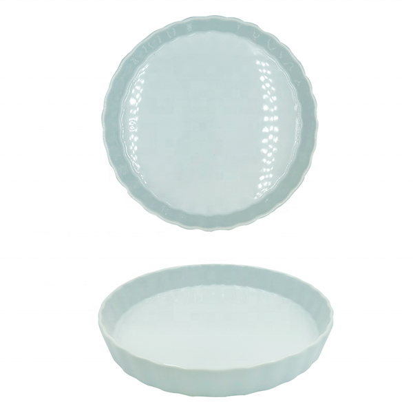 White Round Smooth Ciramic Baking Dish Nonstick Ceramic Pie Baking Pan