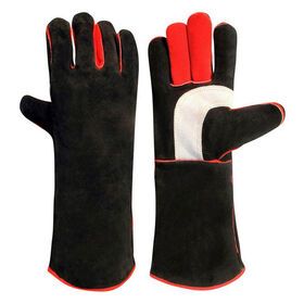 Black Color Hand Safety Welding Gloves Supplier Best Price Heat Resistant Leather Welding Gloves for Welder