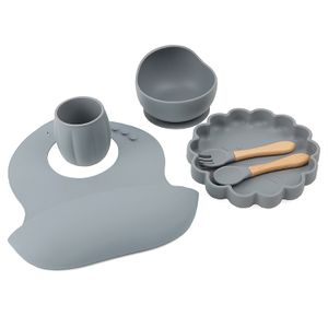 2024 Non-slip separated suction Kids Dining baby bowl plate cup bib spoon weaning Children Tableware silicone baby feeding set