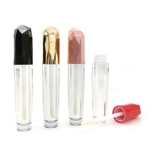 wholesale 5ml luxury gold color empty cosmetic lipgloss tube custom logo lip gloss container PETG plastic lipgloss tube